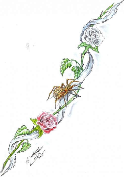 Spider Rose Tattoo Design